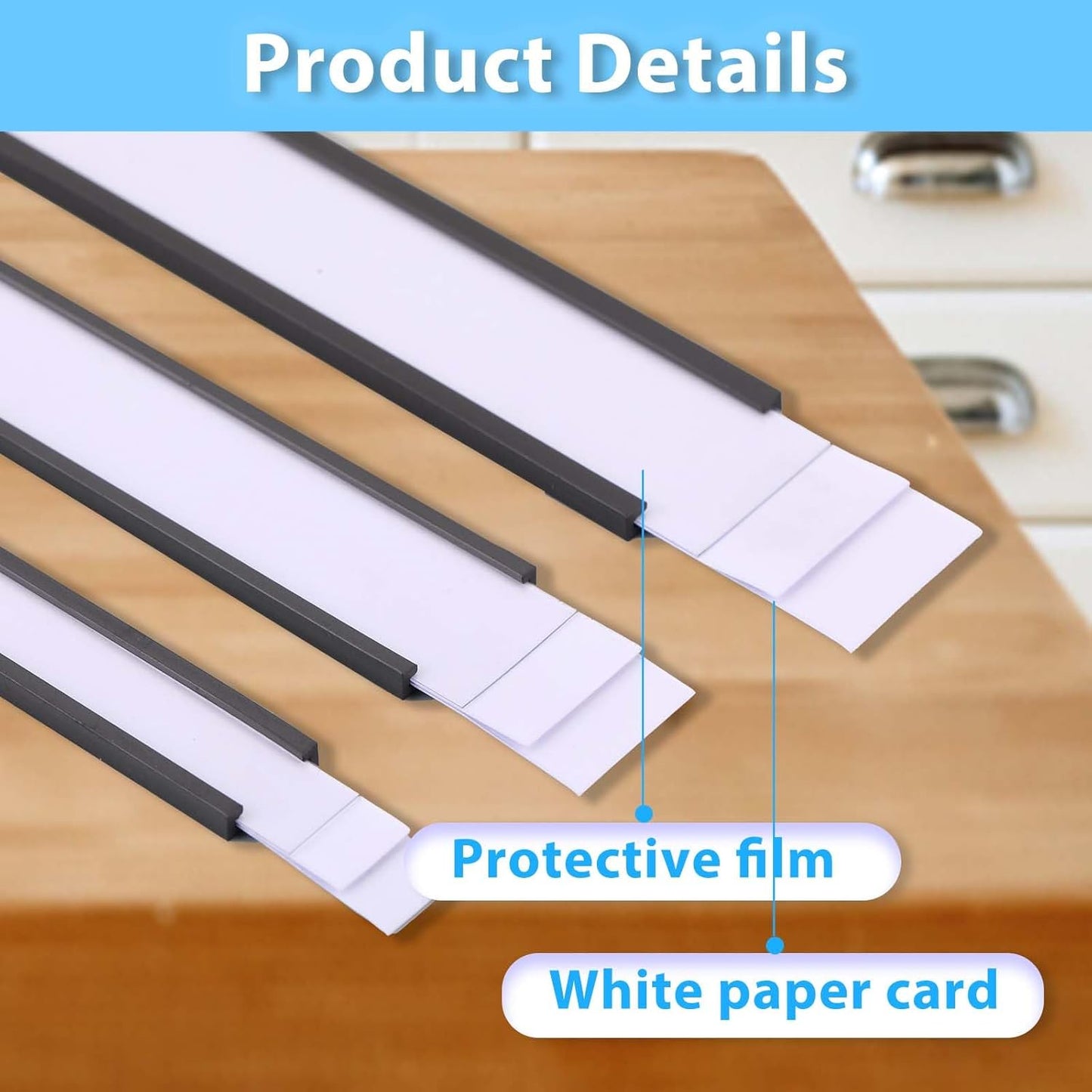 Eeoyu Magnetic Label Holders with Magnets Magnetic Data Card Holders with Clear Plastic Protectors for Metal Shelf, Whiteboard, Set of 50 (1 x 8 Inch)