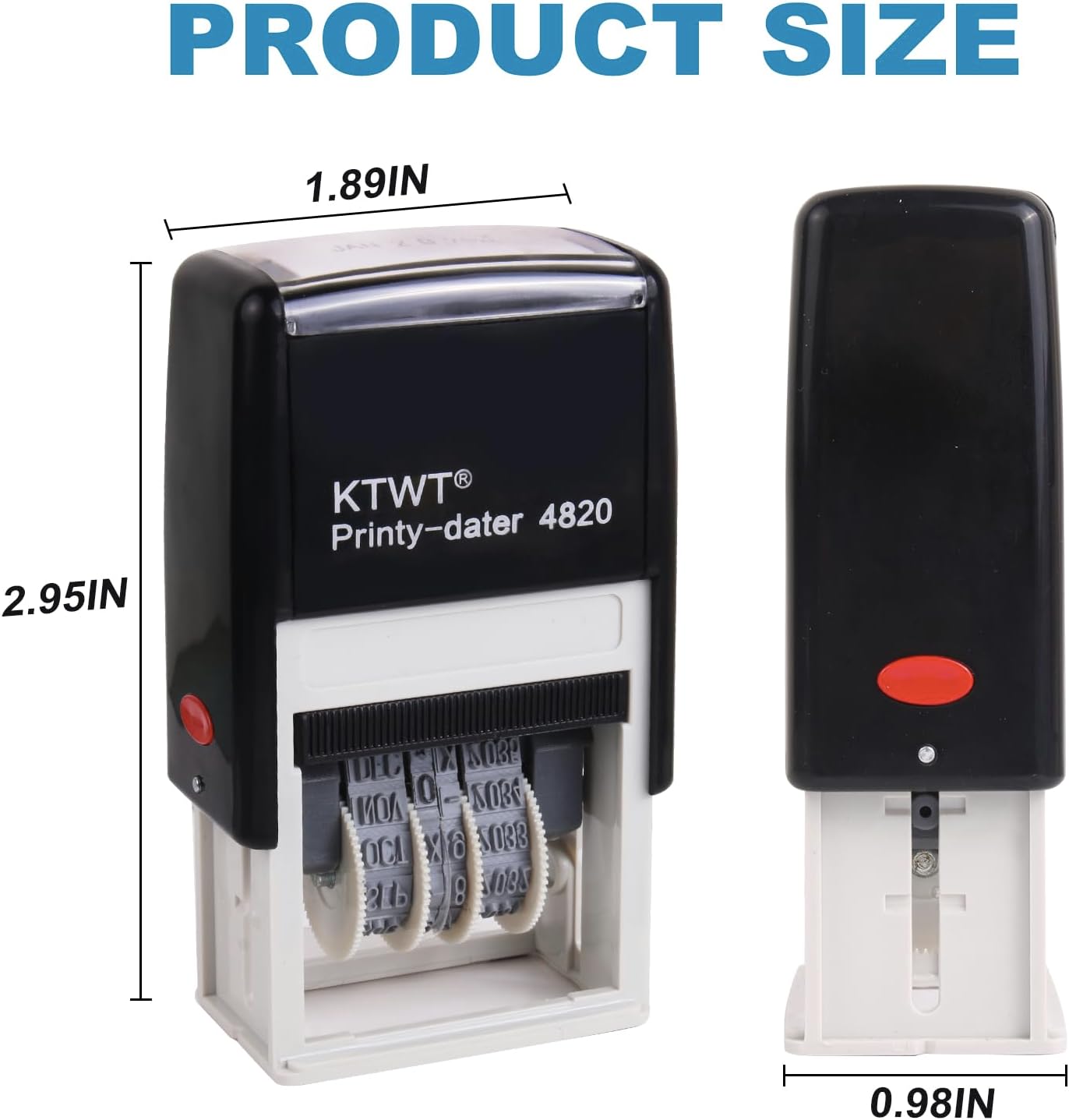 KTWT Self Inking Date Stamp Printy 4820 - Black Ink, Months in Letters, Characters 4mm, Imprint Black, Great for Shipping, Receiving, Expiration and Due Dates