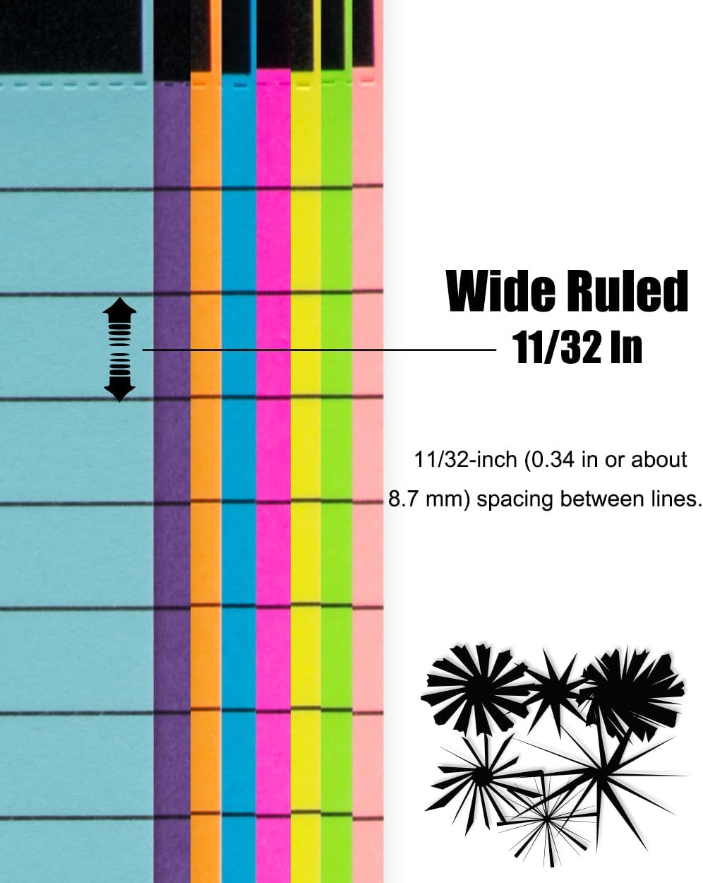 Colored Legal Pads 5x8 inches 8 Pack,70 GSM/19 LB Rainbow Wide Ruled Writing Pad High Brightness Neon Pads 8 Colors 30 Sheets Per Note pads for School,College,Office,Business-Small