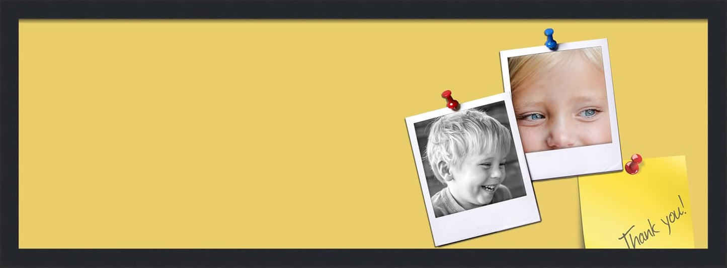 PinPix 36x12 Inch Cork Bulletin Board. This Decorative Framed Pin Board Comes with Honey Pastel Design and a Satin Black Frame. Ideal for Home Office Decor or Message Board (PinPix-1810)