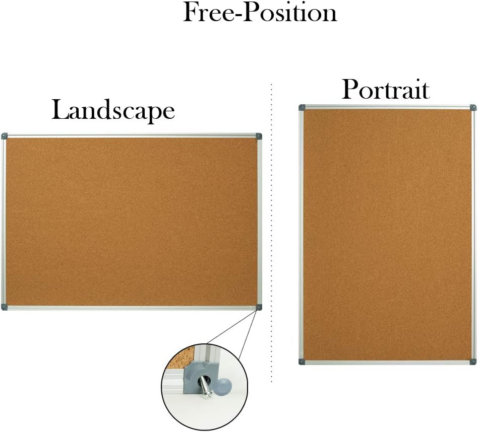 Lockways Cork Board Bulletin Board, 2 Pack Double Sided Corkboard 36" x 24", Wall-Mounted Silver Aluminum Message Presentation Notice Board 3 x 2 Feet
