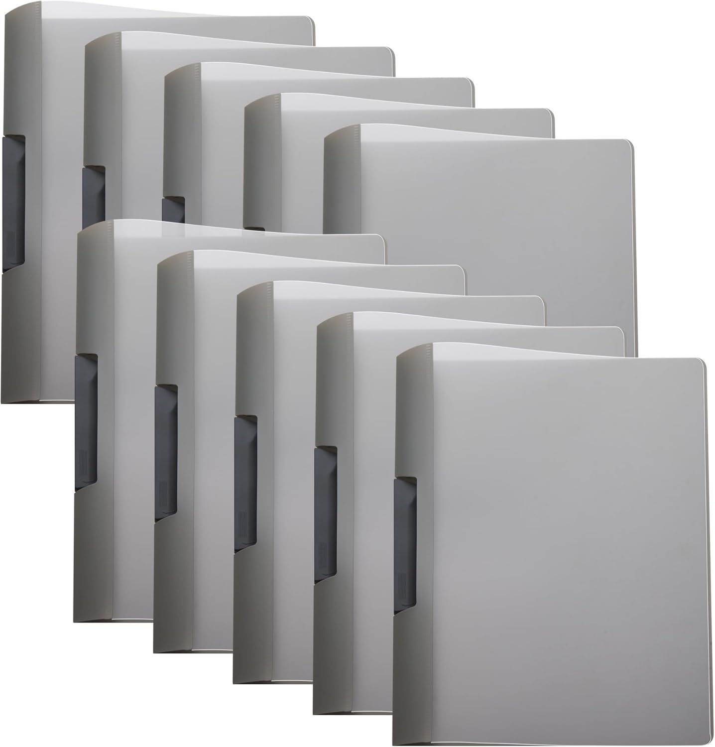 TOTiyea 10 Pack Clear Report Covers with Swing Clip, File Folder with Swing Clip, 30 Sheets Capacity, Slide Locking Report Covers, Letter Size (Grey, 10 Pack)