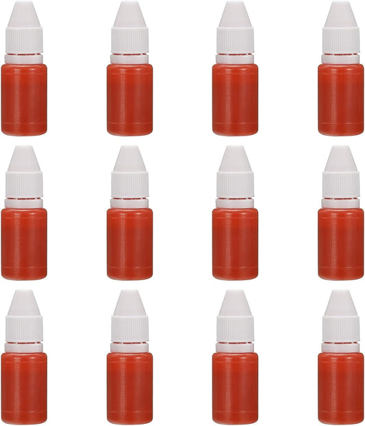 PATIKIL 0.33oz Refill Ink for Stamps and Ink Pads, 12Pcs 10ml Stamp Pad Ink Refill for Office Stamp Self Inking Stamp Date Stamp Scrapbooking, Orange Red