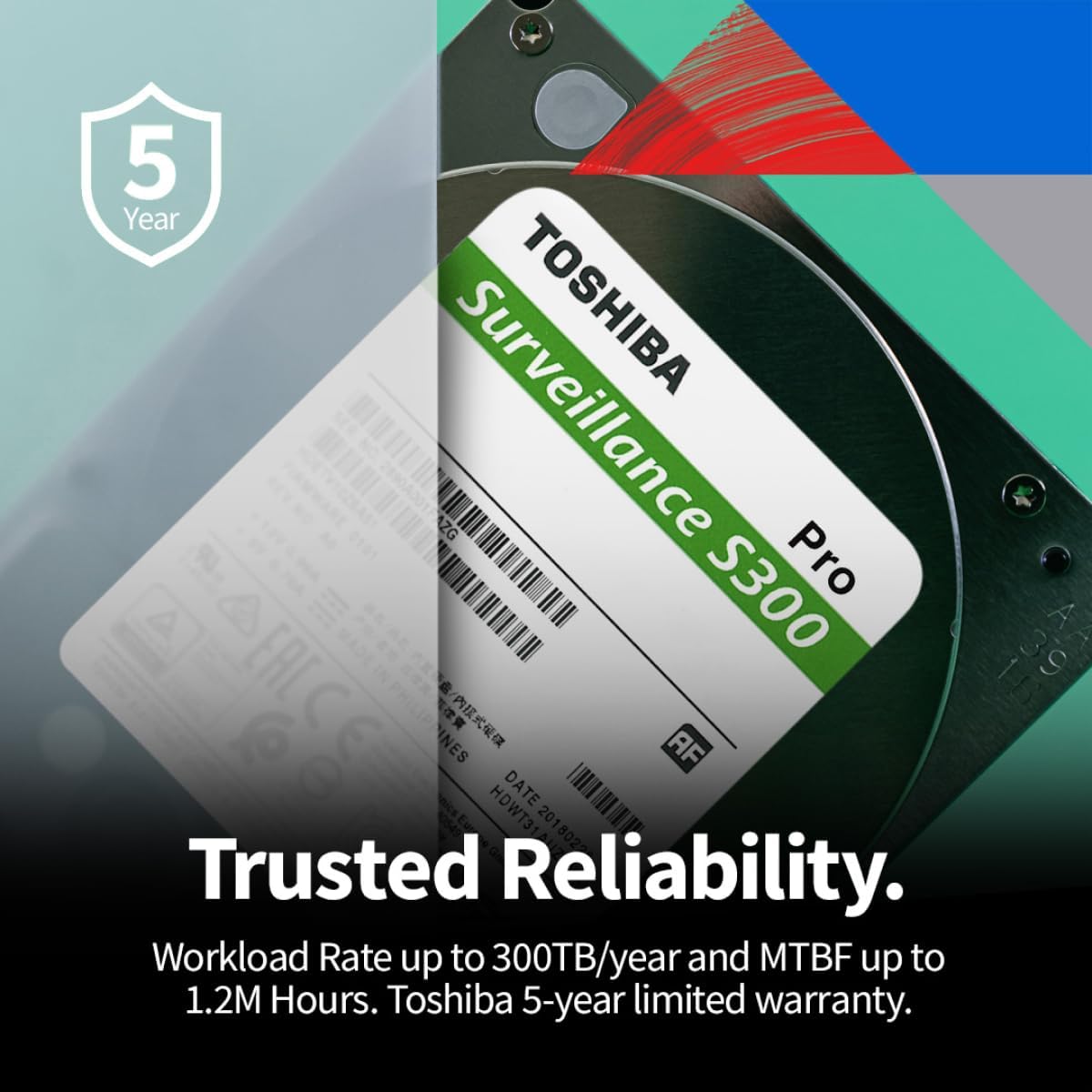 Toshiba S300 PRO 4TB Surveillance 3.5” Internal Hard Drive – CMR SATA 6 Gb/s 7200 RPM 512MB Cache - HDWTA40UZSVAR