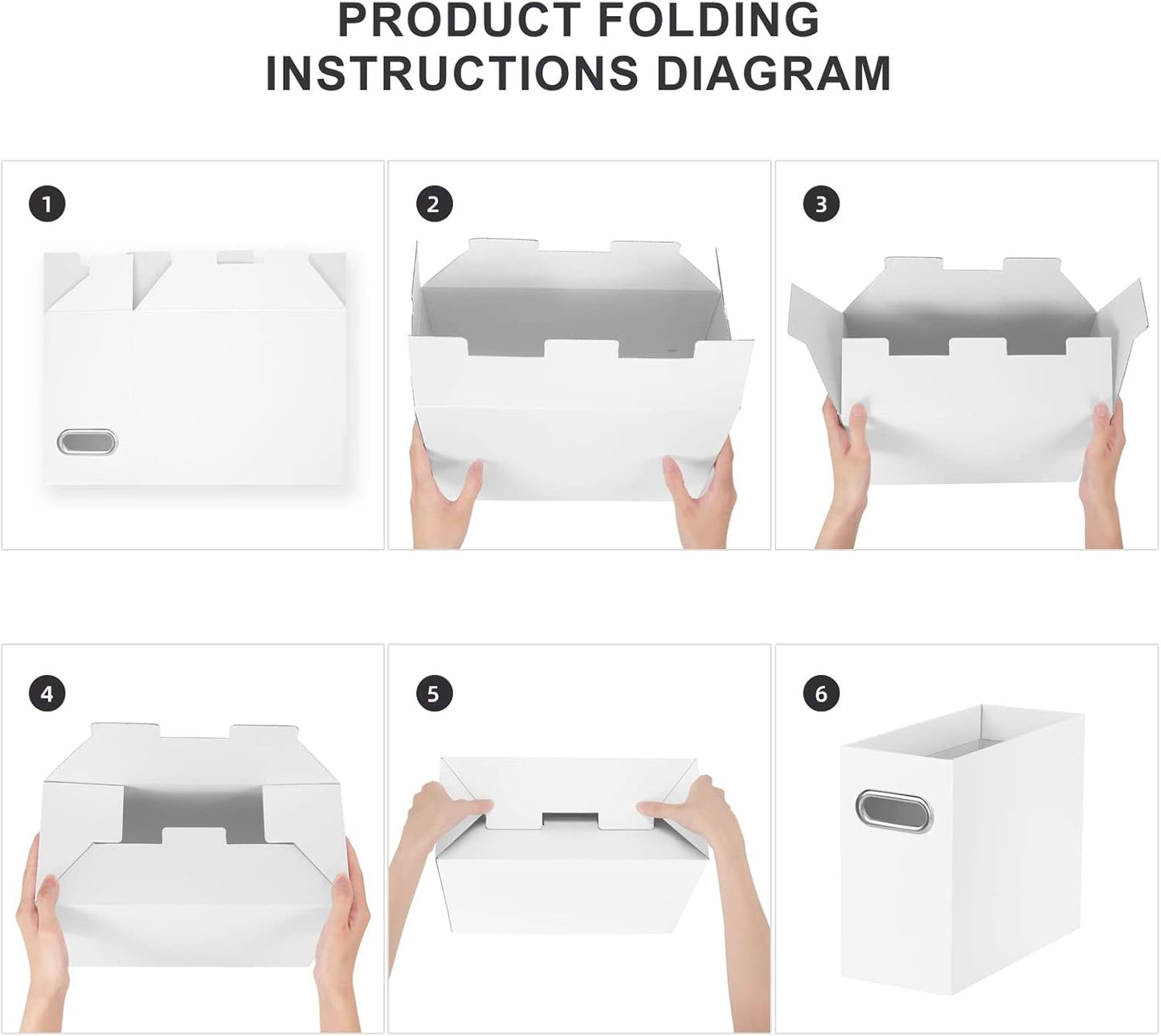Oterri File Organizer, 4 Packs Small Storage Box, Cardboard File Folder Organizer, Collapsible File Box for Hanging File Folders Letter Size, Portable Filing Organizer with Handle（White）