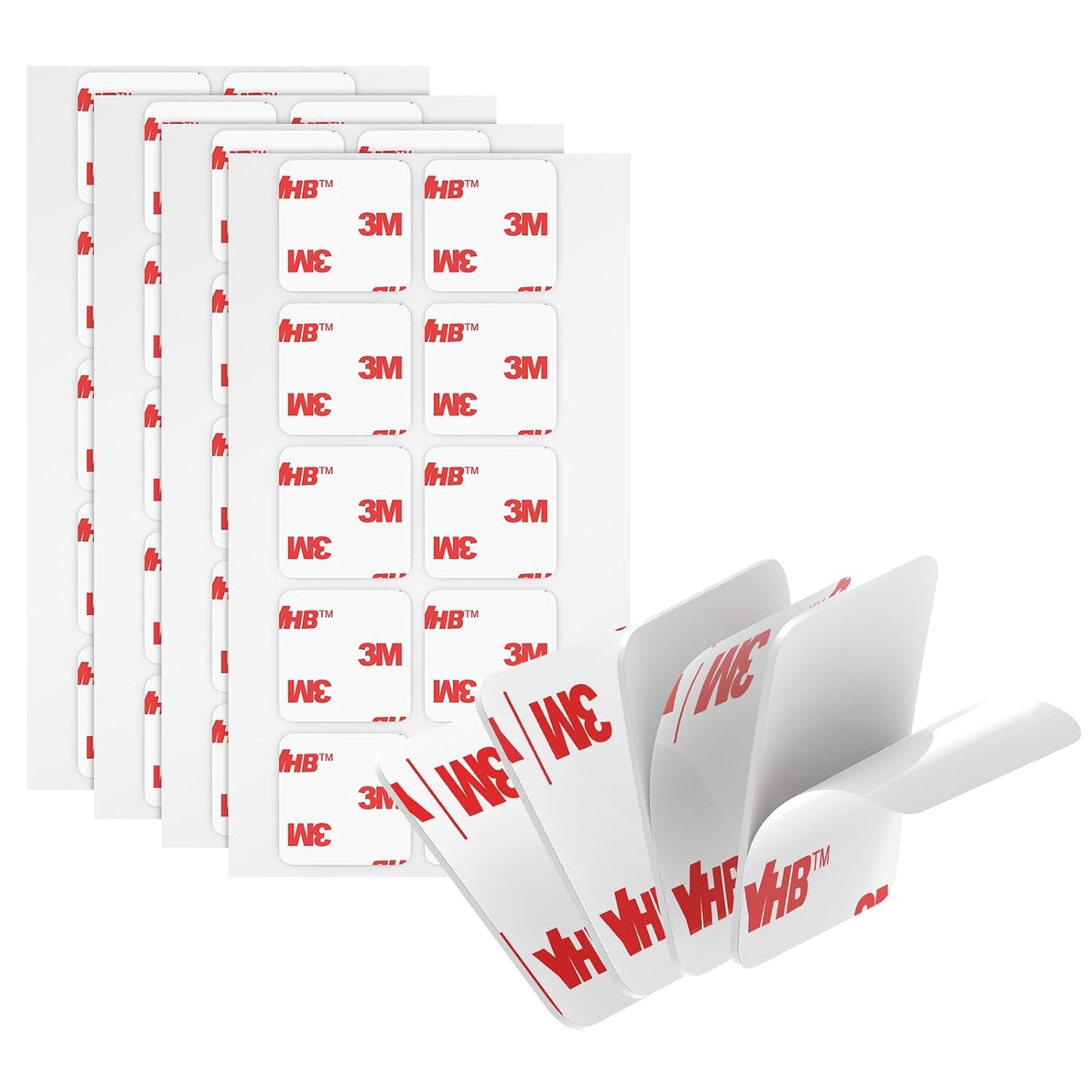 3M Double Sided Adhesive Pads Heavy Duty VHB 1" x 1" 0.025in Thick 40 PCS Square White 4930 Strong Adhesive Mounting Waterproof Foam Tape for Car Home Office Decor