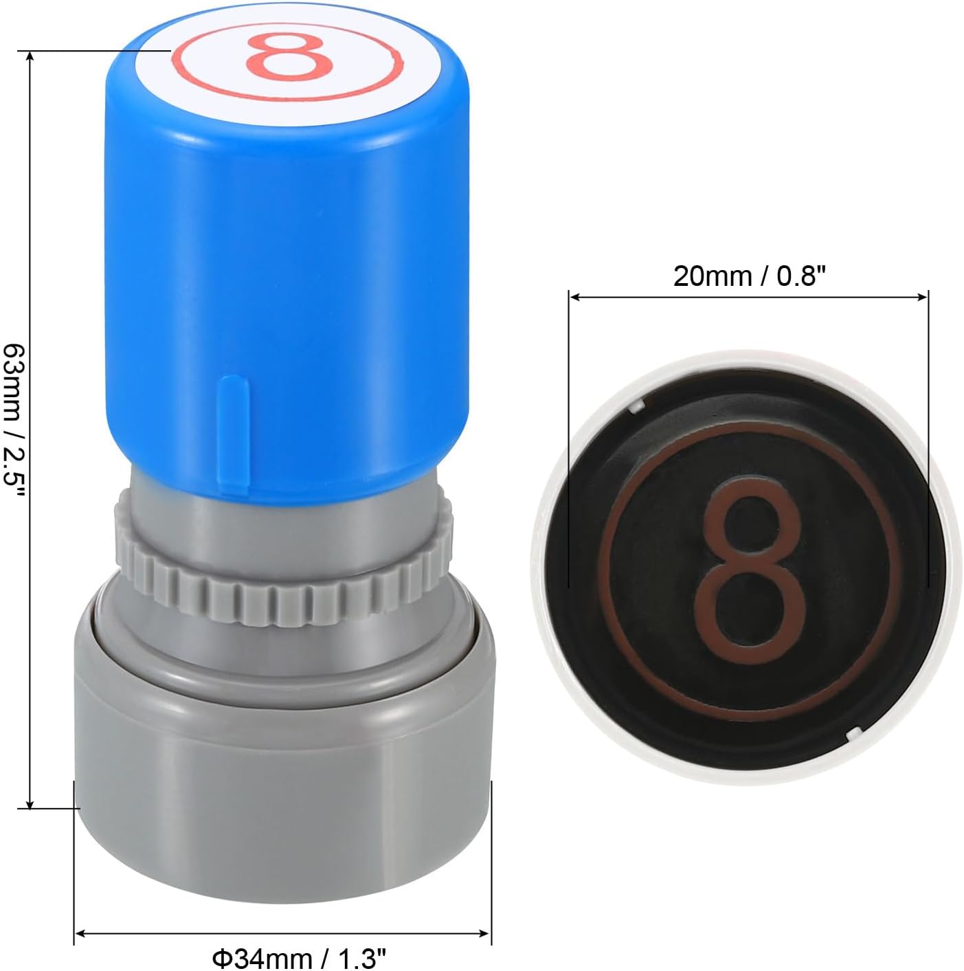 PATIKIL Number Stamps Self Inking, Numeral 8 Number Stamp Teacher Stamp Initial Stamp Ink Stamp for Class Notebook Scrapbooking DIY Craft Style 2, Red Ink