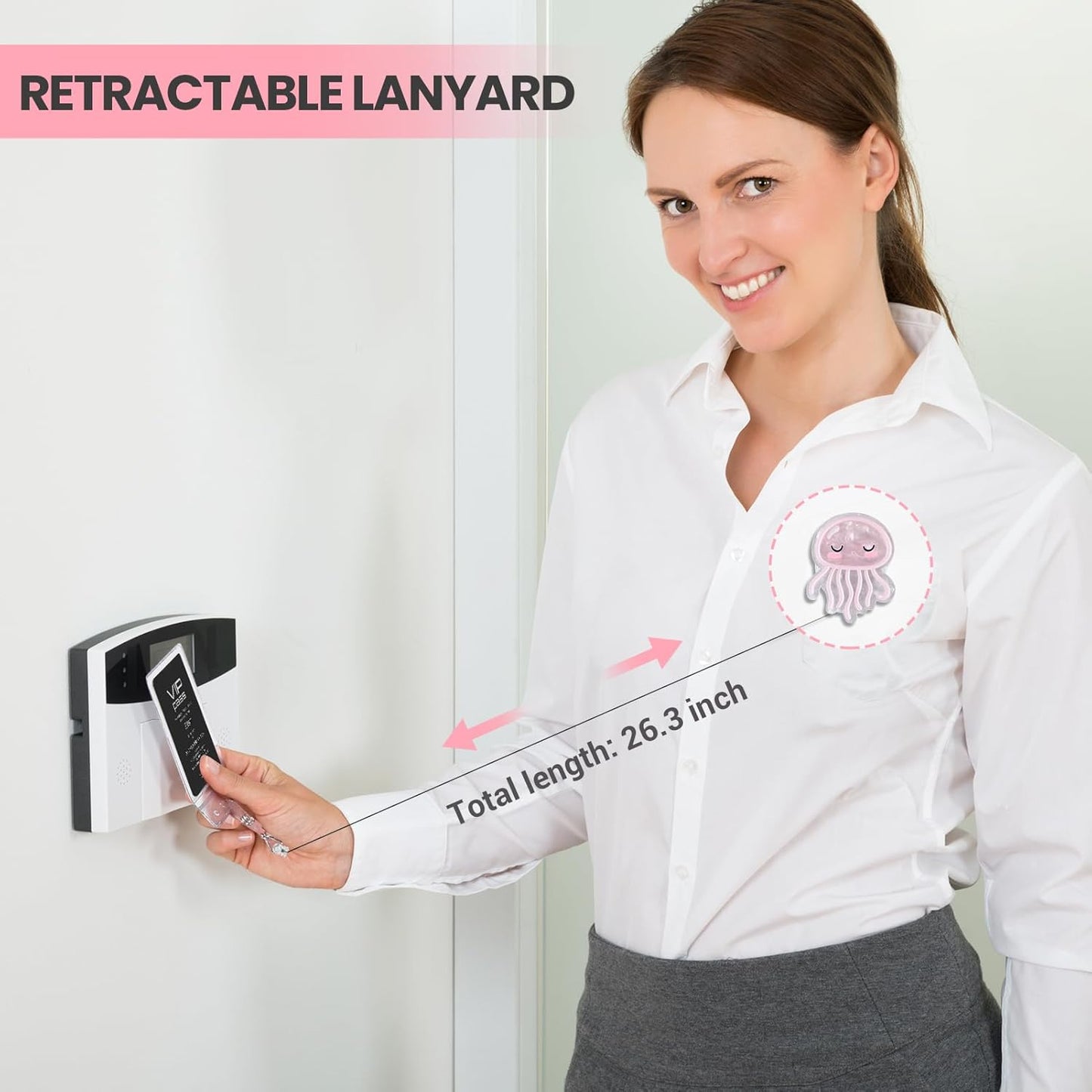 Pink Jellyfish Badge Reel, Cute Badge Holder, Funny Nurse Name Reel with Retractable Clip, Medical Worker ID Card Holders, Pediatric Nursing Accessories for Nurse Doctor Student Teacher Office