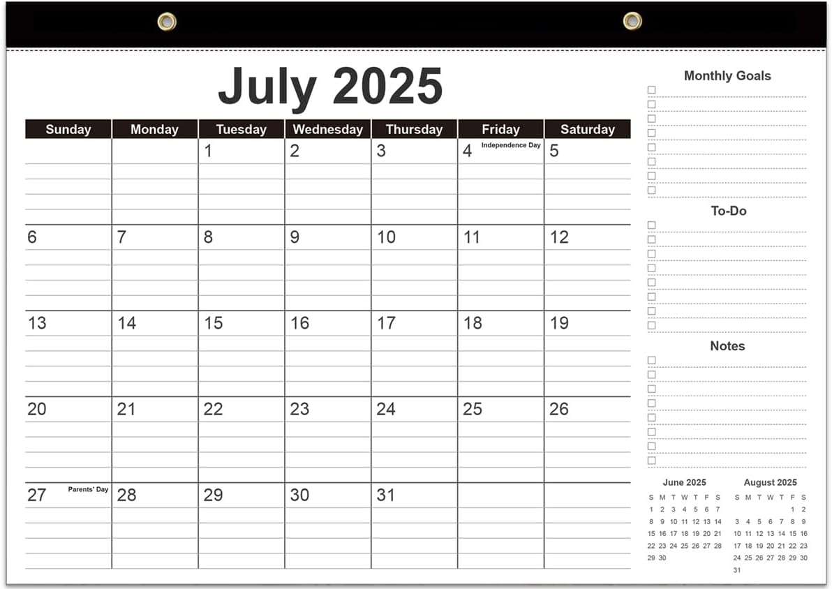Desk Calendar 2025-2026 - 18 Months Calendar from September 2025 to December 2026, 2025-2026 Desk Calendar with Thick Paper, 12" x 17", Black