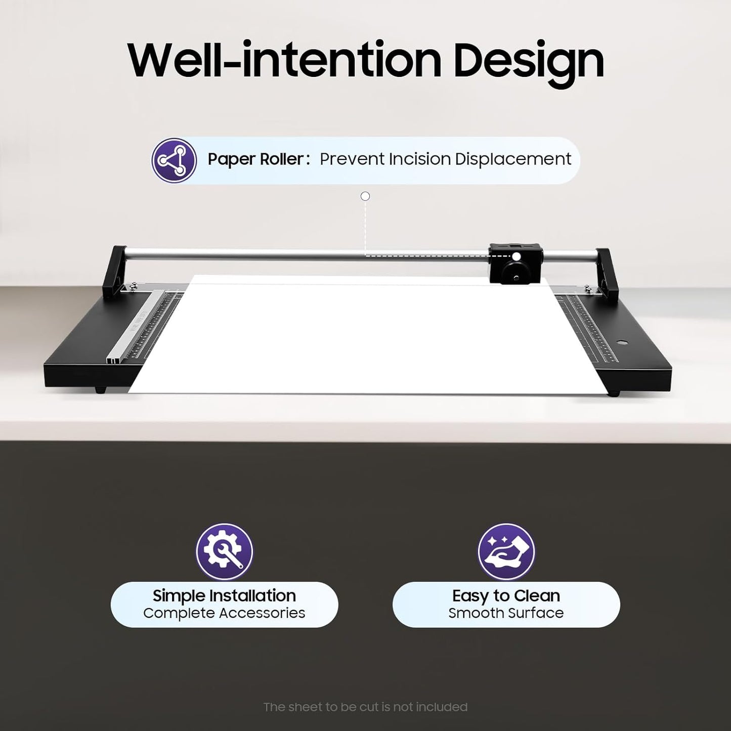 Rotary Trimmer Paper Cutter, 24Inch Manual Paper Trimmer for Crafting, Heavy Duty Rotary Papers Cutter Slider, Self-Sharpening Professional Cutting for Offices, Schools and Crafts