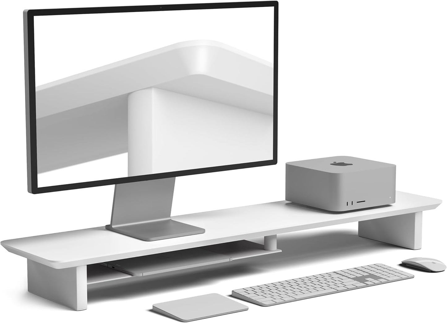 desk monitor stand (All White, Large)