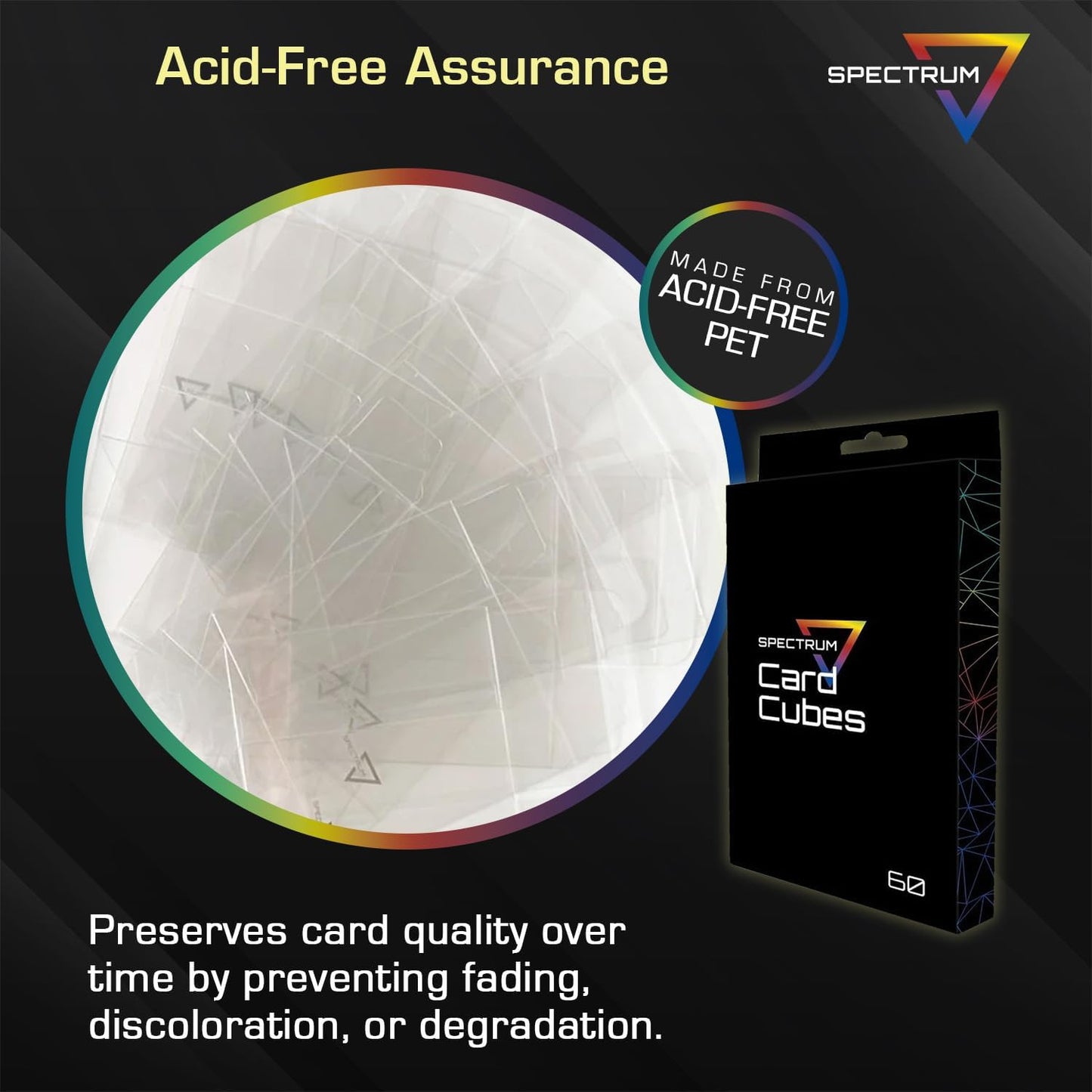 BCW Spectrum Card Cubes | Holds 60 Sleeved Cards | Crystal Clear Acrylic Storage