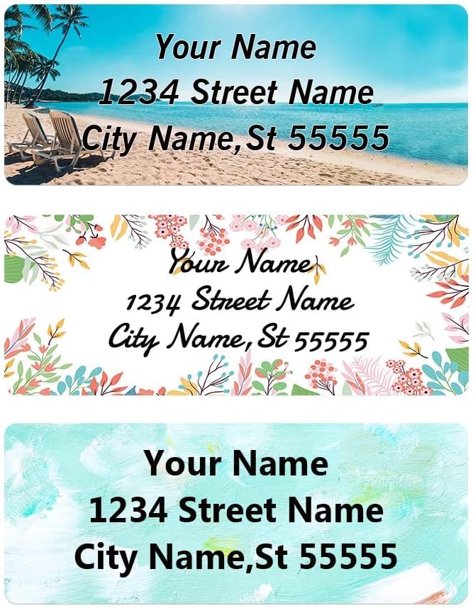 Custom Address Labels - Personalized Address Labels, Colorful Patterns, Can Be Used for Box, Paper, Plastic, Glass, Metal (Set of 100, Glossy Vinyl)