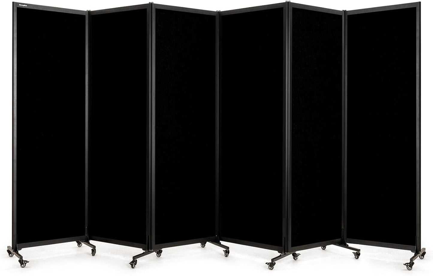 Upgrade Version Room Partition and Divider, Freestanding Rolling Dividers with Wheels,Office Privacy Screen Divider Wall,Classroom Felt Dividers,12'2"L* 6'7"H,6 Panel，Black