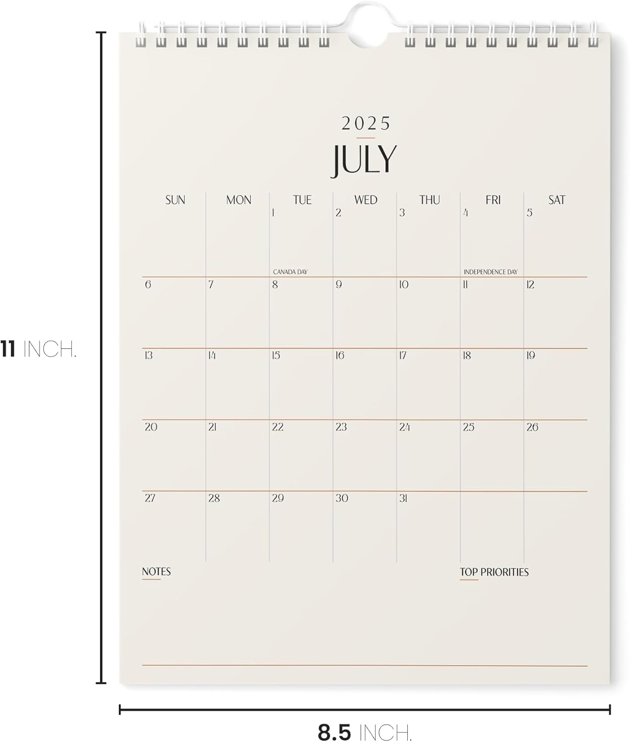 Karto Wall Calendar 2025 - Vertical 8.5x11 inch Runs Until June 2026 - Boost Your Productivity and Easy Planning with the Aesthetic Monthly Calendar - Beige