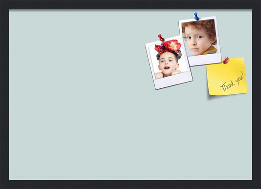 PinPix 27x19 Inch Cork Bulletin Board. This Decorative Framed Pin Board Comes with Soft Blue Design and a Satin Black Frame. Ideal for Home Office Decor or Message Board (PinPix-1814)