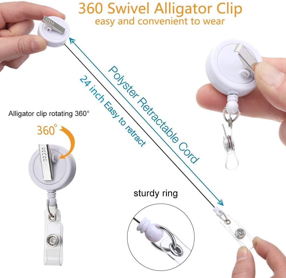 Nurse Retractable Badge Reel, Cute Badge Holder with Alligator Clip, Nurse Badge Clip for ID Card Holders (Stethoscope)