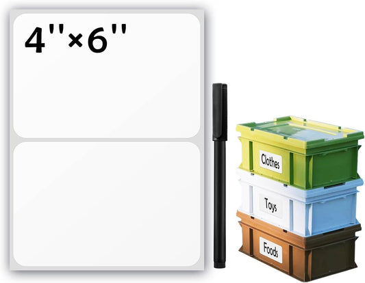 100Pcs Large White Labels for Storage Bins,6x4 Inch Removable Labels,Large Labels for Blank Box,Strong Adhesive Tear Resistant No Residue Blank Labels (White)