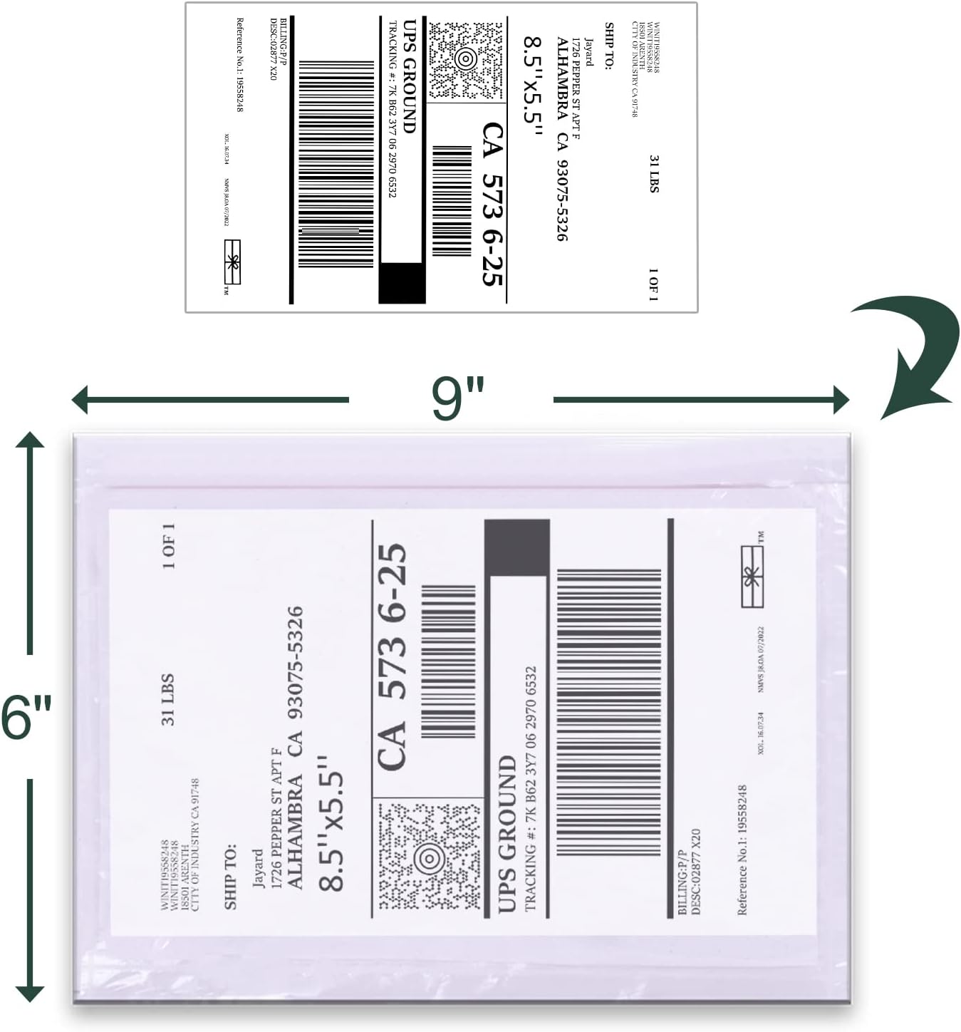 Packing List Pouches, Shipping Label Envelopes Clear Adhesive Top Loading Packing List (6" x 9" - 200 Pcs)