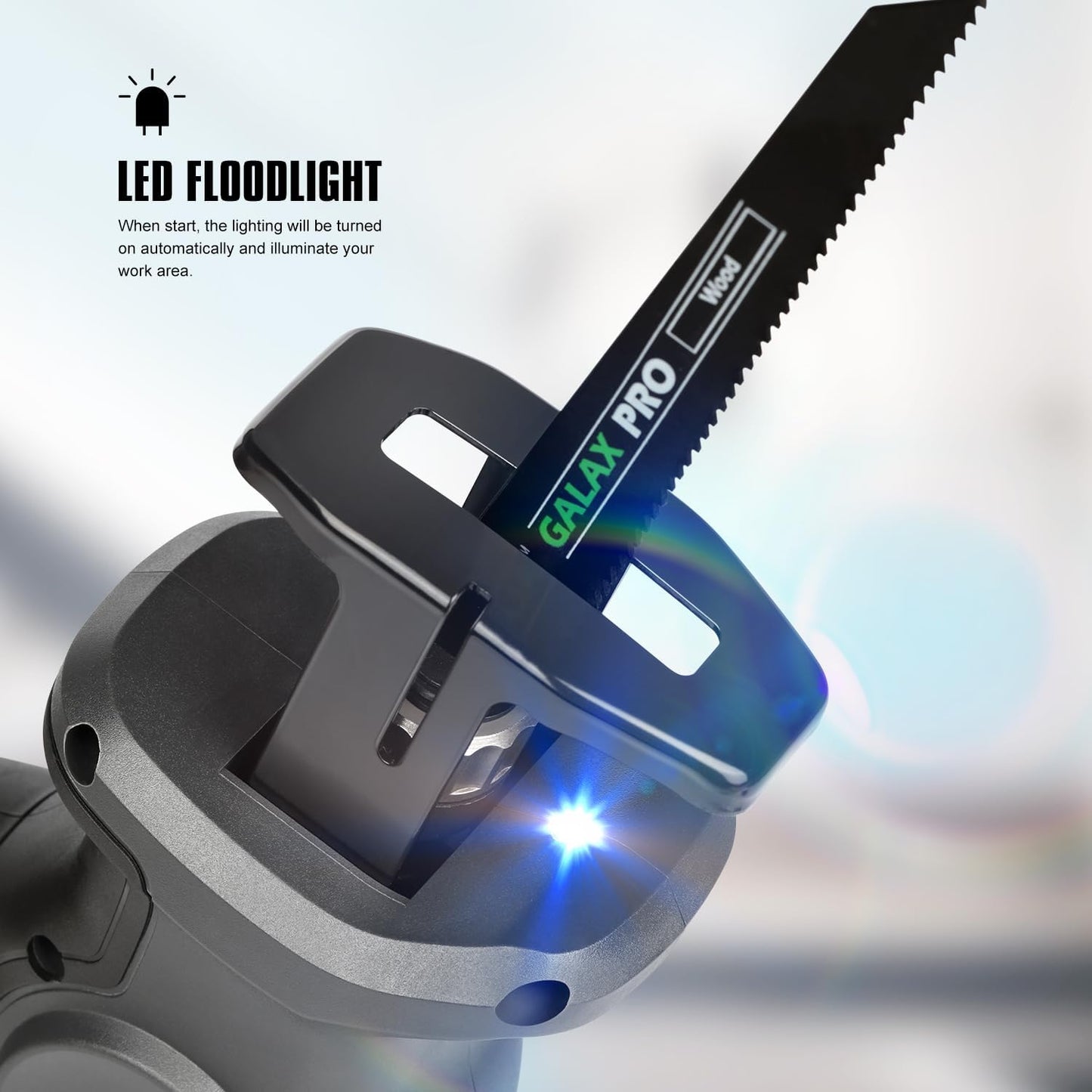 GALAX PRO 20V Cordless Reciprocating Saw, 0-3000RPM Variable Speed Power Reciprocating with 4.0Ah Battery, 2pcs Wood Blades & 1pcs Metal Blade