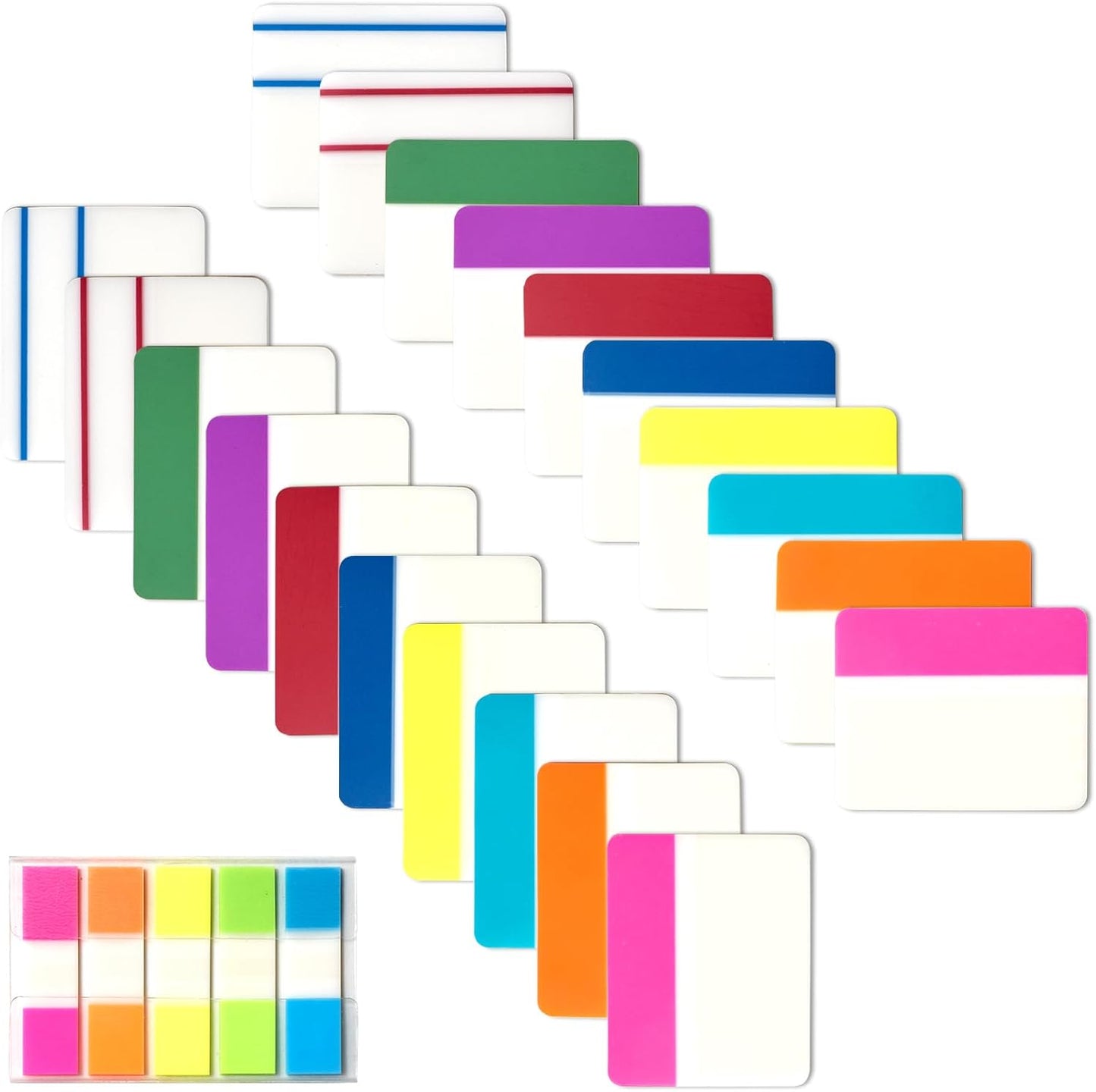Sticky Index Tabs Book Page - 500Pcs 2 Inch Writable Colored Pages Markers, Repositionable File Tab Flags Labels Self Adhesive Reading Divider Sticker for Books, Binders, Notebook and Folders (21 Set)