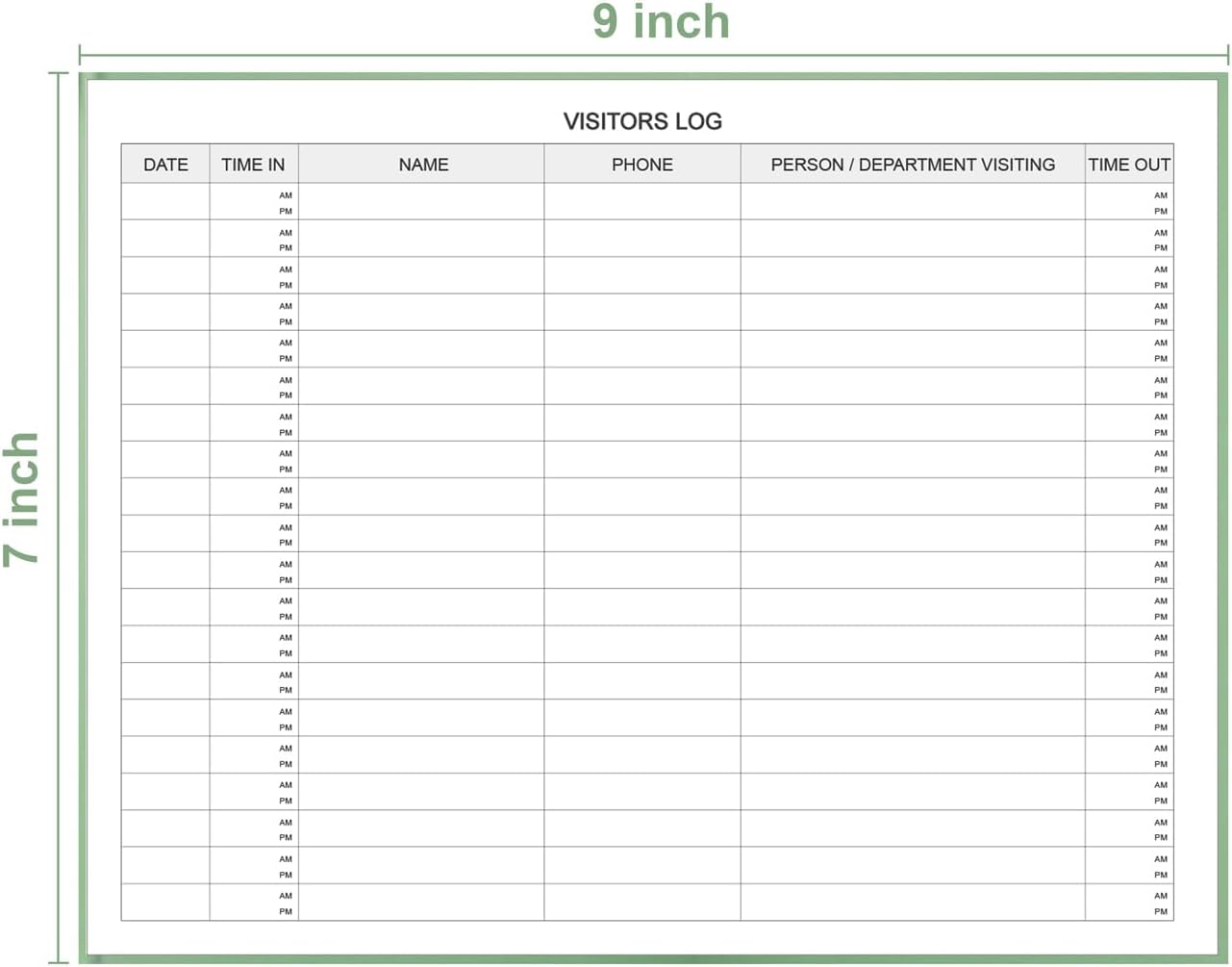 Visitors Register Book - Visitor Log Book with 120 Pages, 9" X 7", Green Hardbound Cover, Wedding Reception and Events Reception Supplies