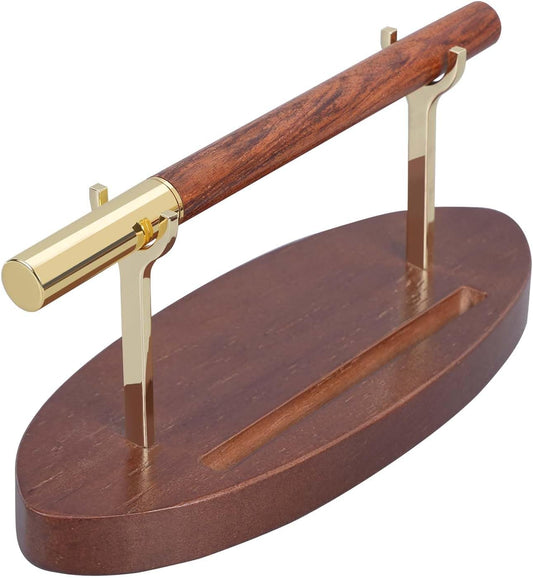 Pen Holder Desk Organizers and Accessories Desk Decor ，Exquisite Wooden Pen Holder ，with a Cool Pen and Two Refills for Office and Home (Style B)