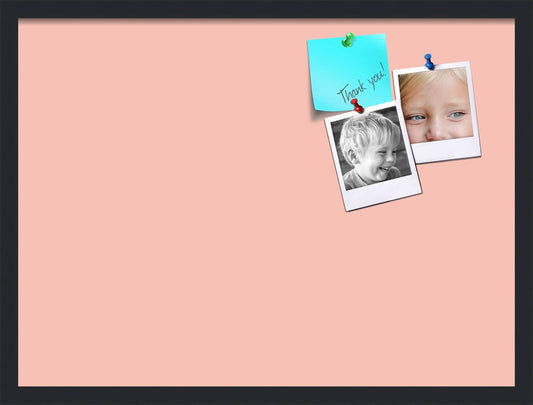 PinPix 27x20 Inch Cork Bulletin Board. This Decorative Framed Pin Board Comes with Pink Pastel Design and a Satin Black Frame. Ideal for Home Office Decor or Message Board (PinPix-1813)