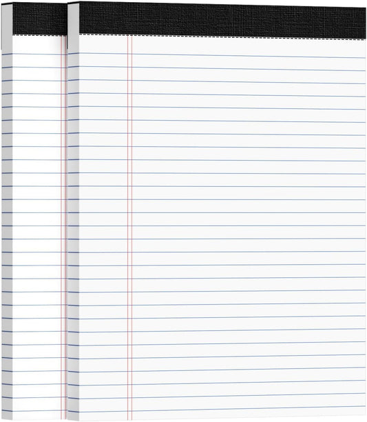 2pcs Legal Pads 8.5 x 11, Notepads 8.5 x 11 Inch, White Note Pads Clear Print Writing Pads of Paper, Memo Pads , Perforate Legal Notepads Paper , Wide Ruled Lined with Sturdy Back,50 Sheets/Pack