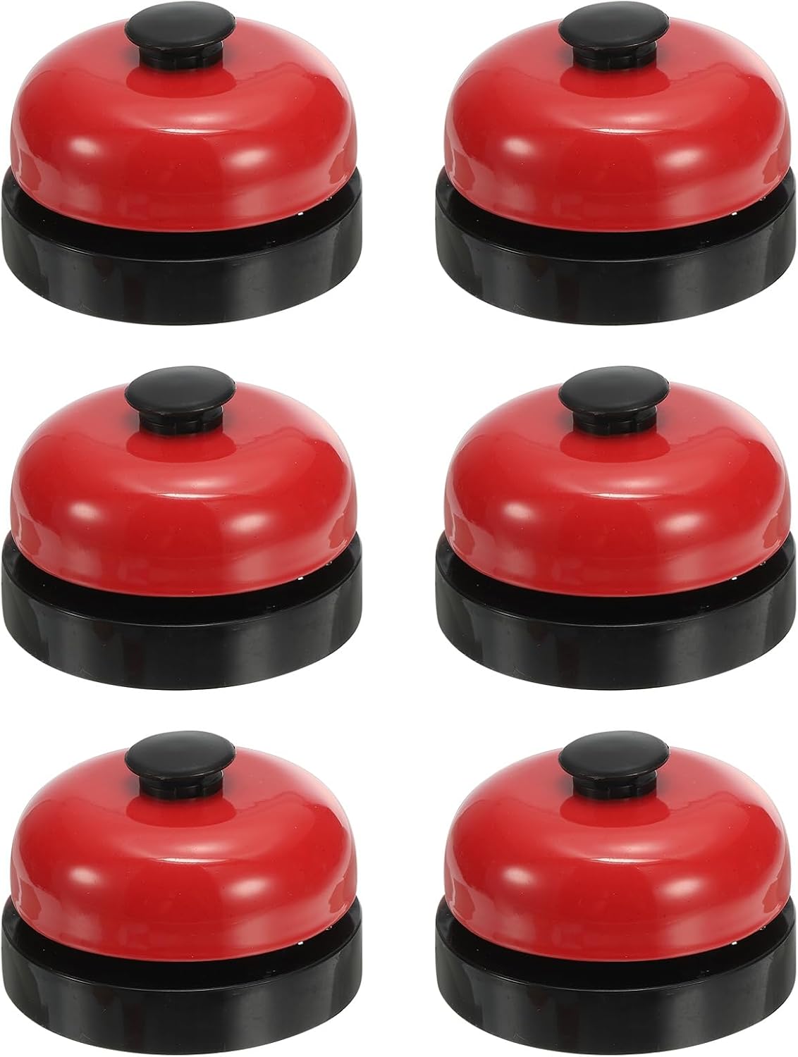 PATIKIL 6 Pcs Desk Call Bell 2.5" Dia with Metal Anti-Rust Construction Black/Red