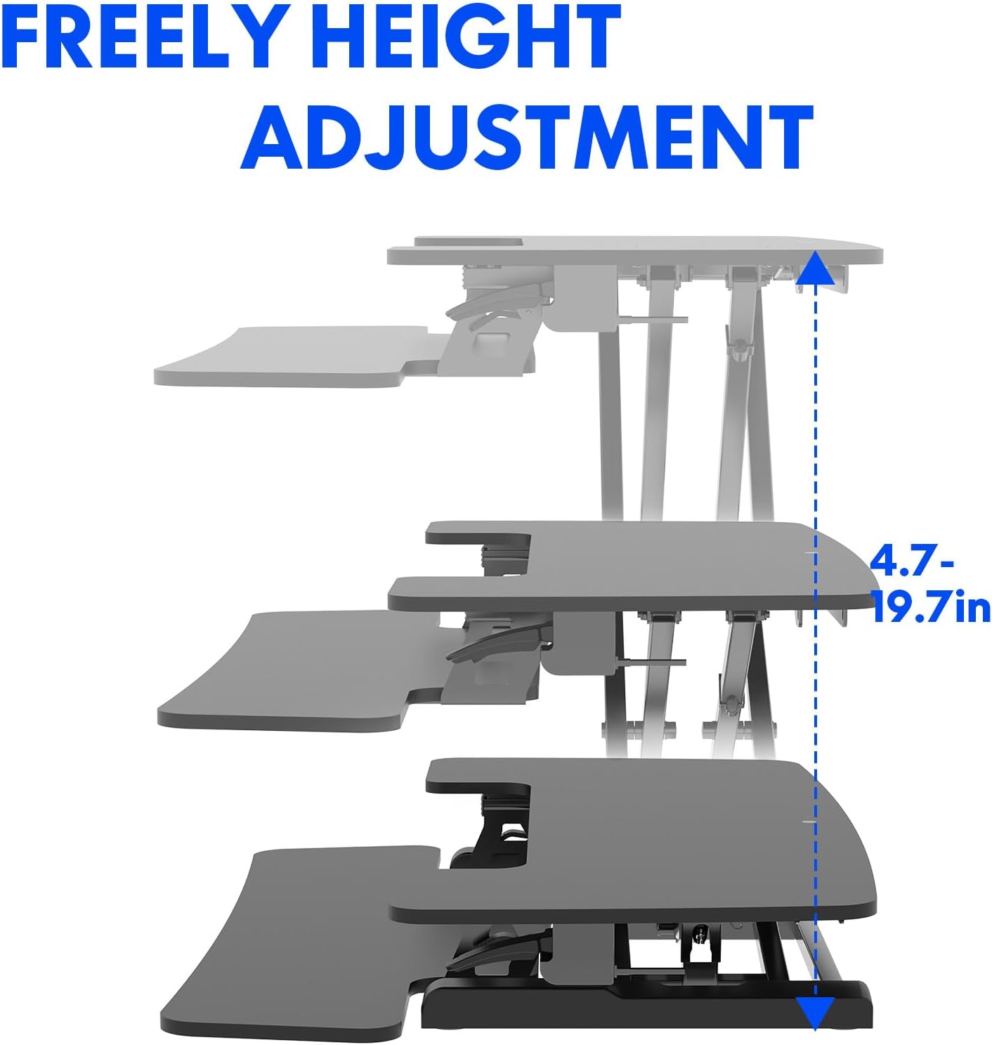 FLEXISPOT Standing Desk Converter 40in Sit to Stand up Desk Riser Height Adjustable Computer Workstation with Spacious 2-Tier Desktop Black