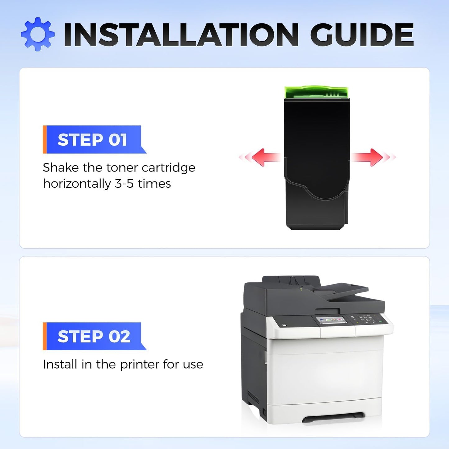 24B6011 24B6008 24B6009 24B6010 Toner Cartridge Set（4-Pack Black Cyan Magenta Yellow with chip） Replacement for XC2132 XC2130 Toner Compatible with Lexmark XC2132 XC2130 Laser Printer Ink All-in-One
