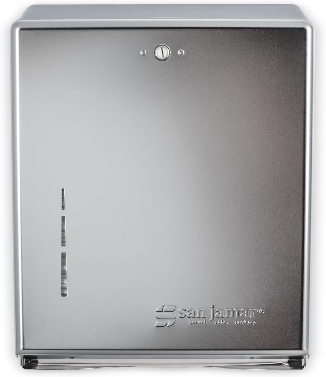 San Jamar T1900XC C-Fold/Multifold Commercial Towel Dispenser, 500 Multifold / 300 C-Fold Towel Capacity, Chrome 14.8" x 11.4" x 4"