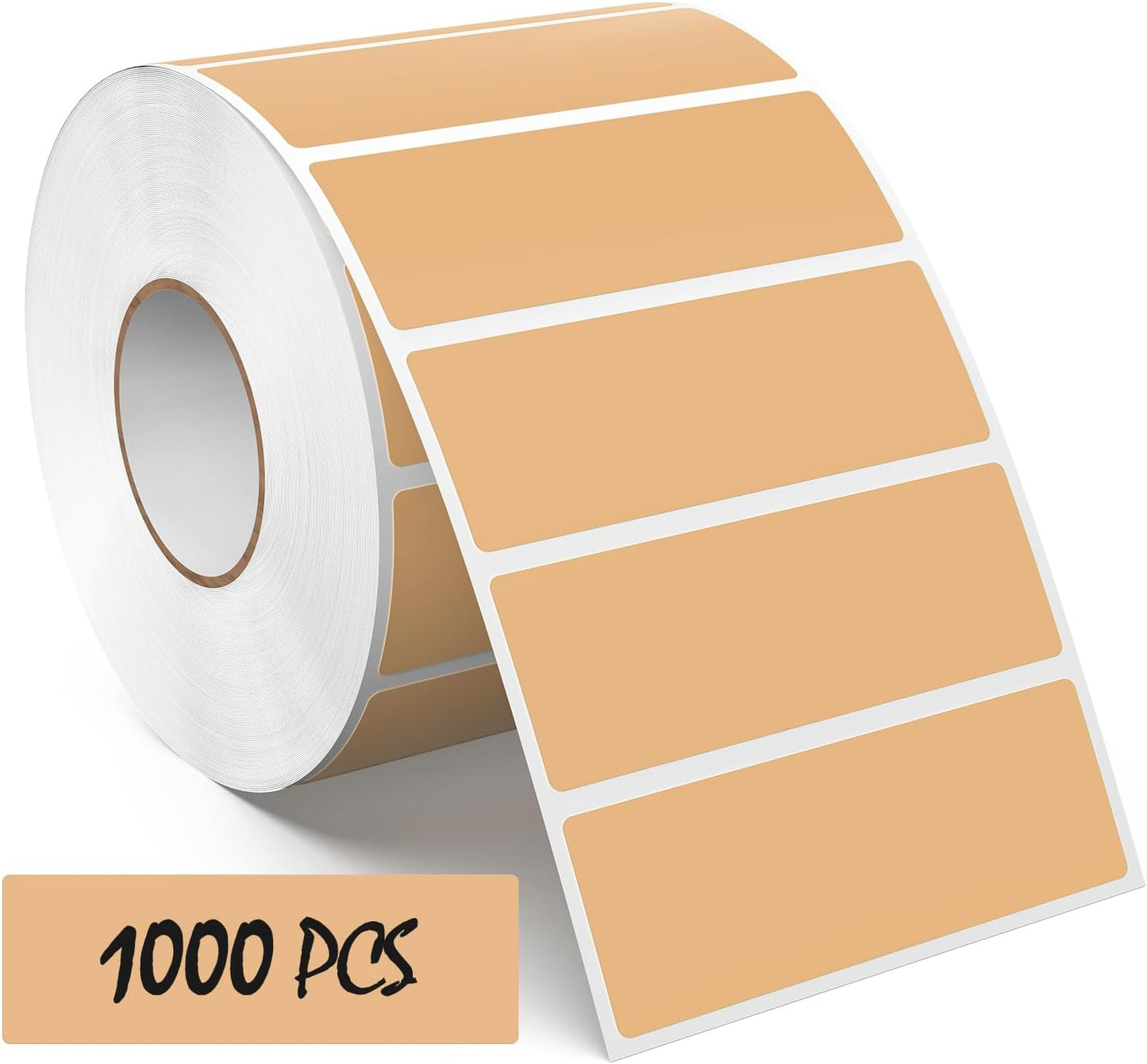 Brown Rectangle Color Coding Labels 3 × 1 Inches, Self-Adhesive Writable Waterproof Vinyl Blank Sticker Roll for Office Home School Business 1000 PCS