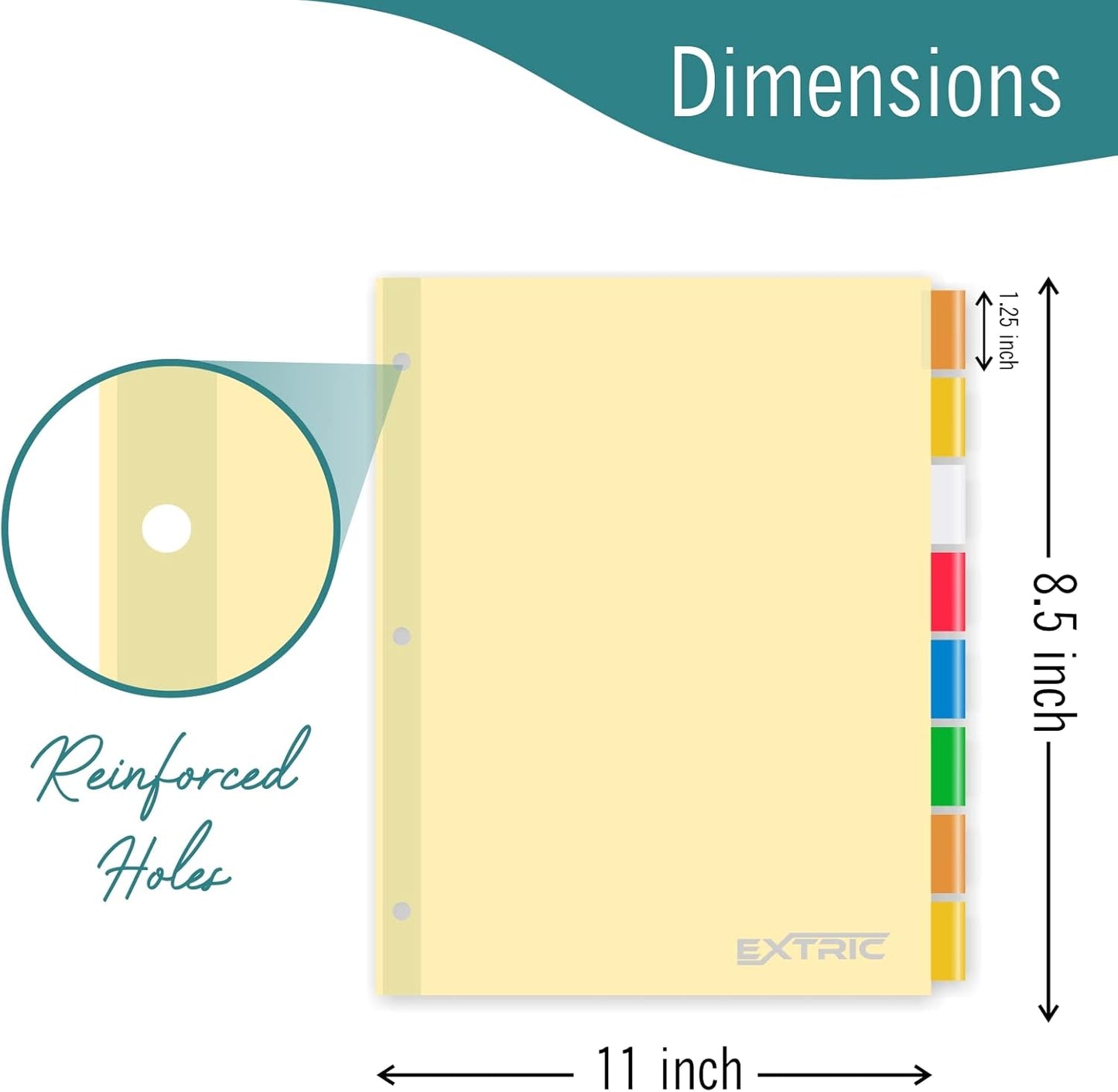8-Tab Binder Dividers for 3 Ring Binder, Insertable Multicolor Big Tabs, Bulk Letter Size Paper Divider, 8.5 x 11 inch, 12 Sets (96 Dividers Total)