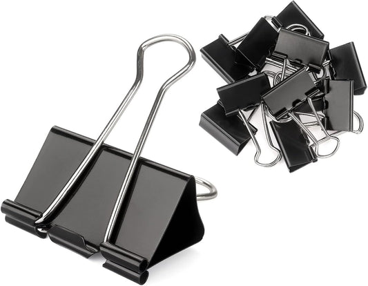 ZZTX Black Binder Clips Paper Clamps Clips Medium Size, 1.3 Inches, 36 Pack