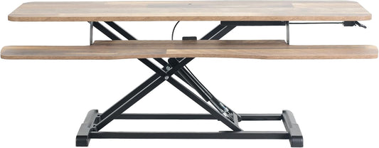 VIVO 48 inch Desk Converter, K Series, Height Adjustable Sit to Stand Riser, Dual Monitor and Laptop Workstation with Wide Keyboard Tray, Reclaimed Wood Top, Black Frame, DESK-V048KP