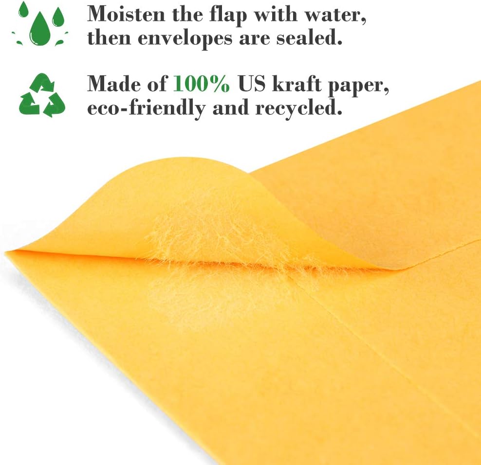 ValBox 3.5x6.5 Money Envelopes, Brown Kraft #7 Coin Envelopes, Small Parts Envelope with Gummed Flap for Seed, Cash, Budgeting (Pack of 100)