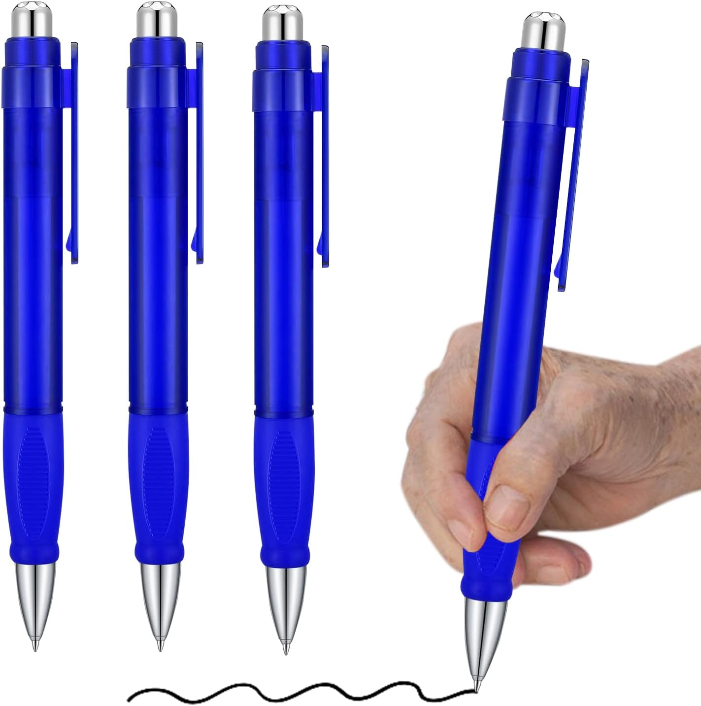 Big Fat Pens - Enhanced Writing Stability for Arthritis and Elderly Easy Thick Grip 3pcs Blue