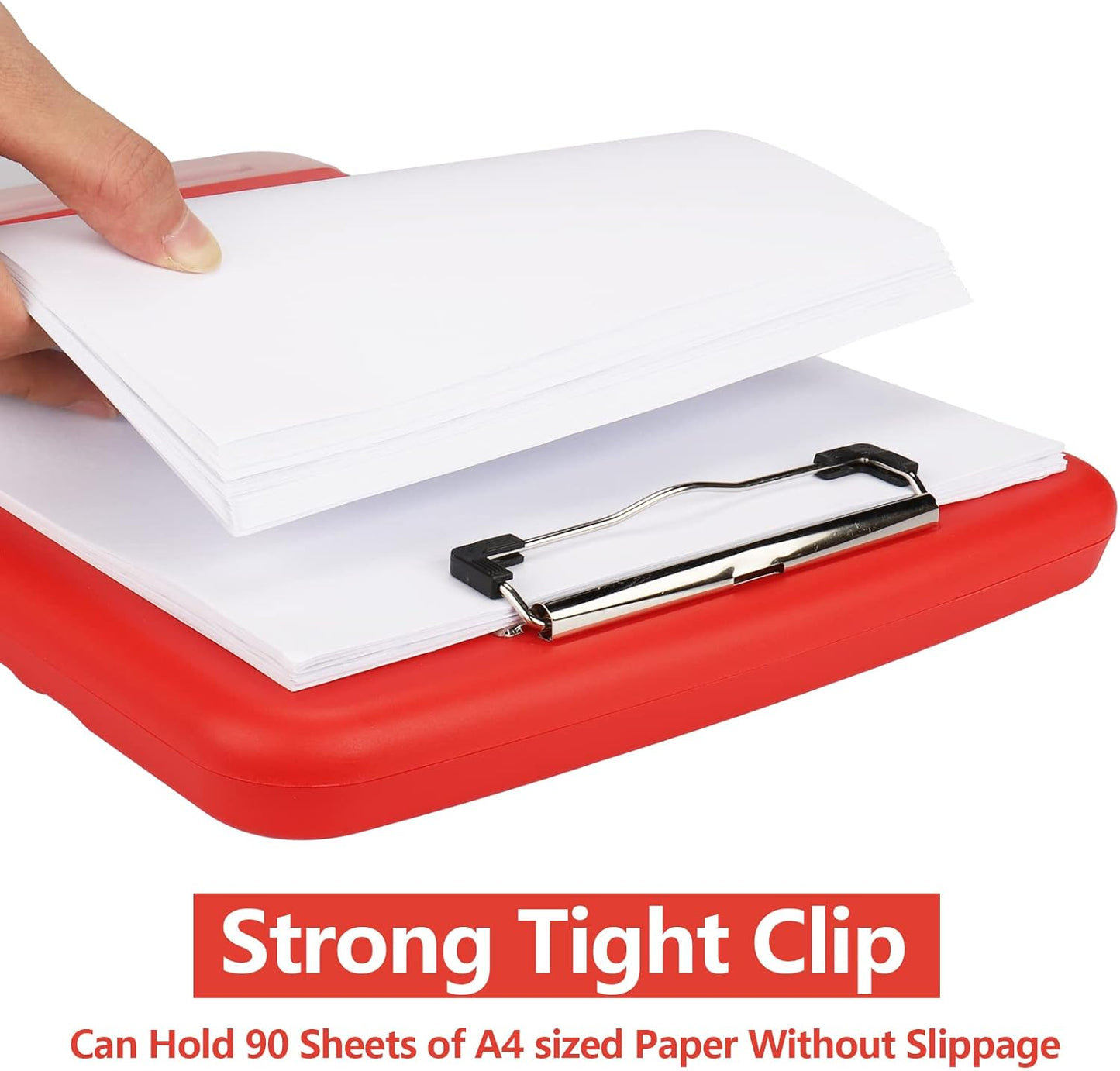 Clipboard with Storage,A4 Binder Nursing Clipboards with Pen Holder,Heavy Duty Storage Clipboard with Low Profile Clip,Clipboards Folder Side-Opening,Smooth Writing Clip Board Office Supplies(Red)