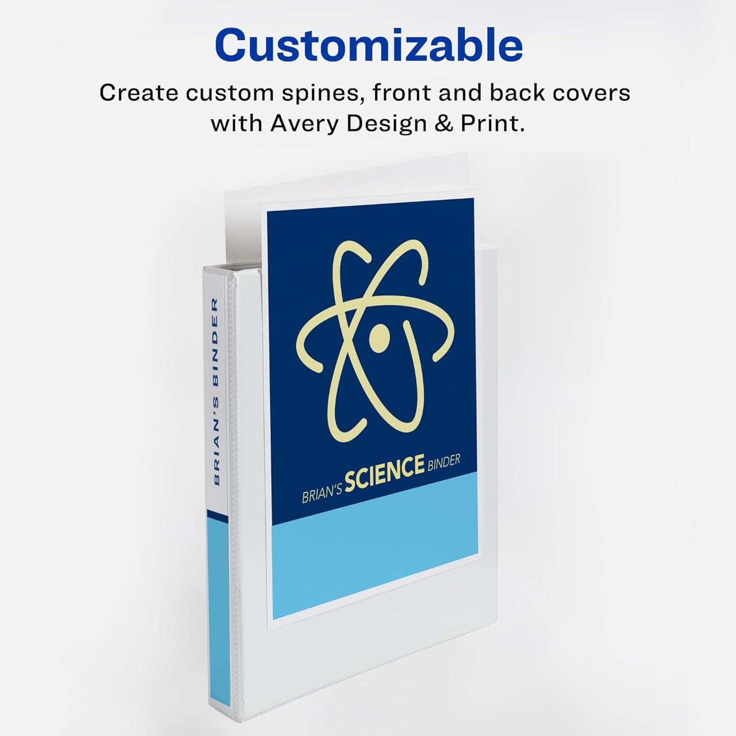 Avery Heavy-Duty View 3 Ring Binder with 1 Inch Rings, 5 Tab Easy Print & Apply Clear Label Binder Dividers, Office Supplies Set (01687)