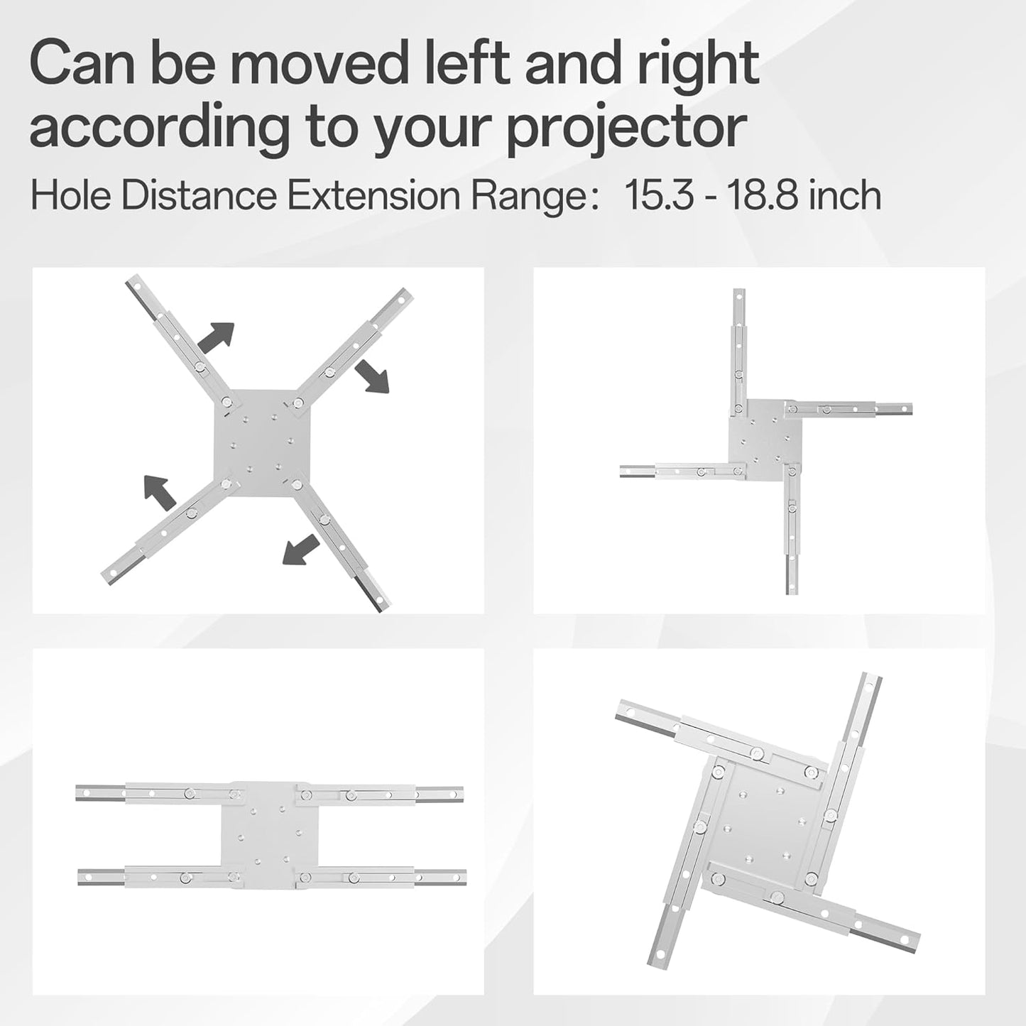 Large Projector Ceiling Mount with Adjustable Height and Extendable Arms, Projector Stand for Engineering Projectors, for Patio Outdoor/Indoor/Office/Livingroom- Silver