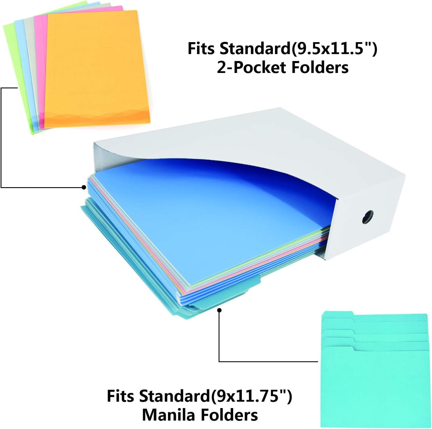 HUAPRINT White Magazine Holder(6 Pack) Cardboard Magazine File Holder-Folder Holder,Magazine Organizer,Document Organizer,Magazine Storage Box,With Labels