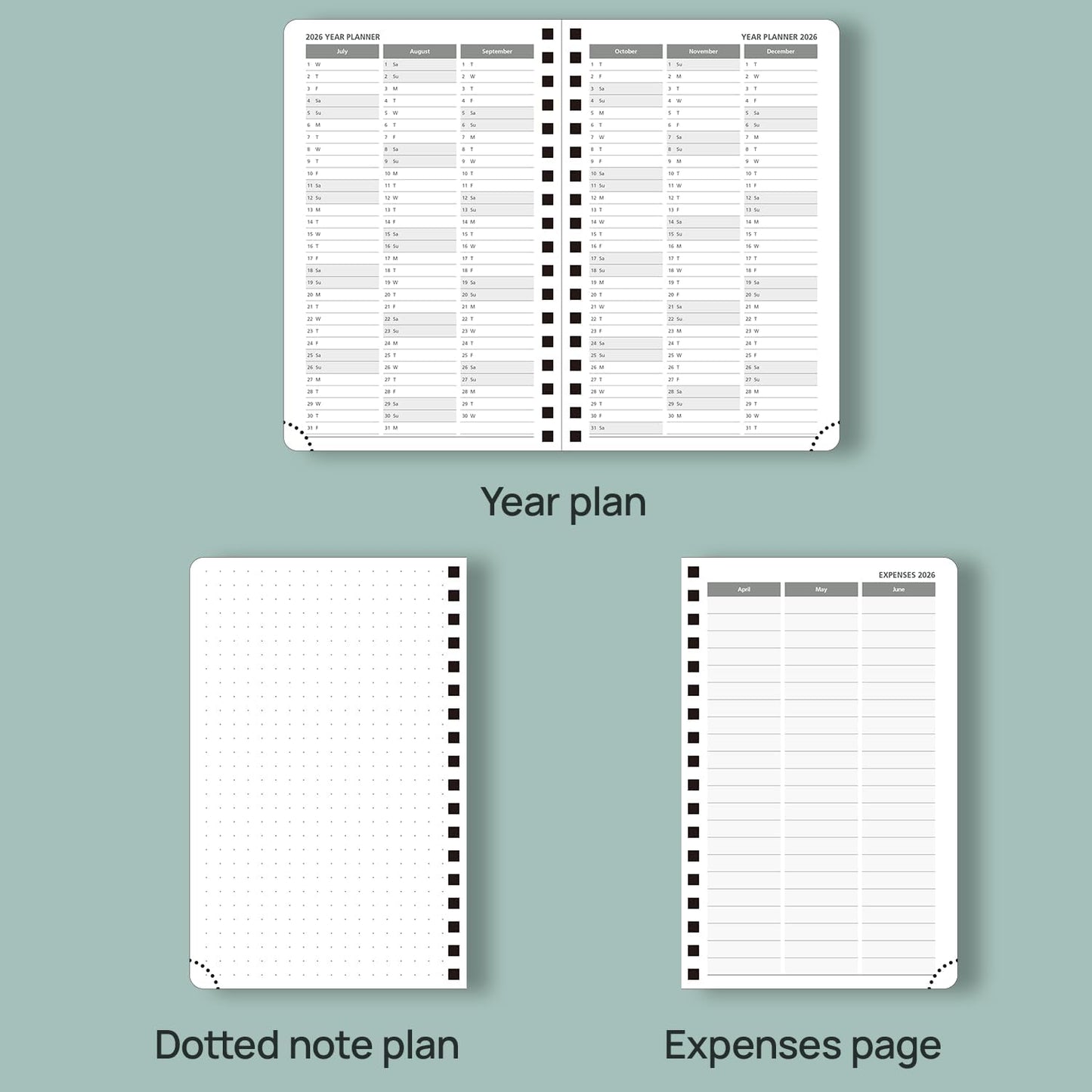 POPRUN Pocket Planner 2025-2026 (Spiral Hardcover - 4''x 6.25''), Daily Weekly and Monthly (July 2025 - June 2026) with Hourly Time Slots, for Purse, 100 GSM - Burgundy