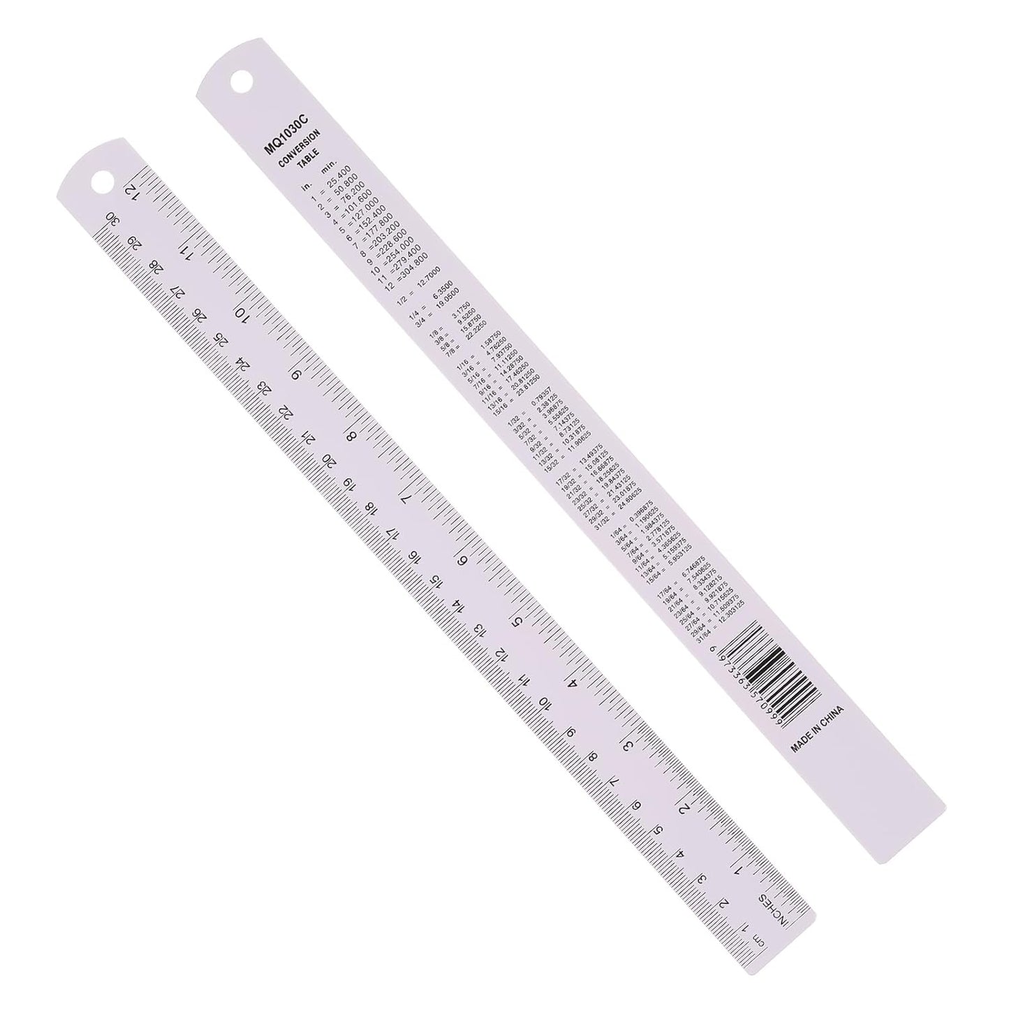 PATIKIL 30cm/12 Metal Ruler, 2 Pack Aluminum Alloy Rulers with Centimeters, Millimeters, Inches and Conversion Table Straight Edge Ruler for Writing Machinist Drafting, Purple