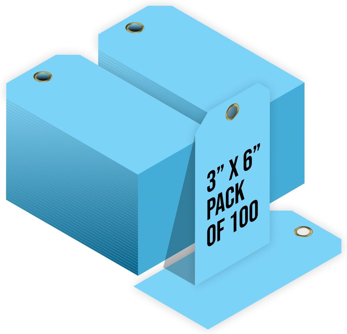 Tags 4 Less 15 Mil Waterproof Plastic Tags, Pack of 100 – 3” x 6” Heavy Duty Plastic Tags for Labeling, Outdoor Tagging, Equipment Labeling, Luggage, Valves & More (Light Blue)