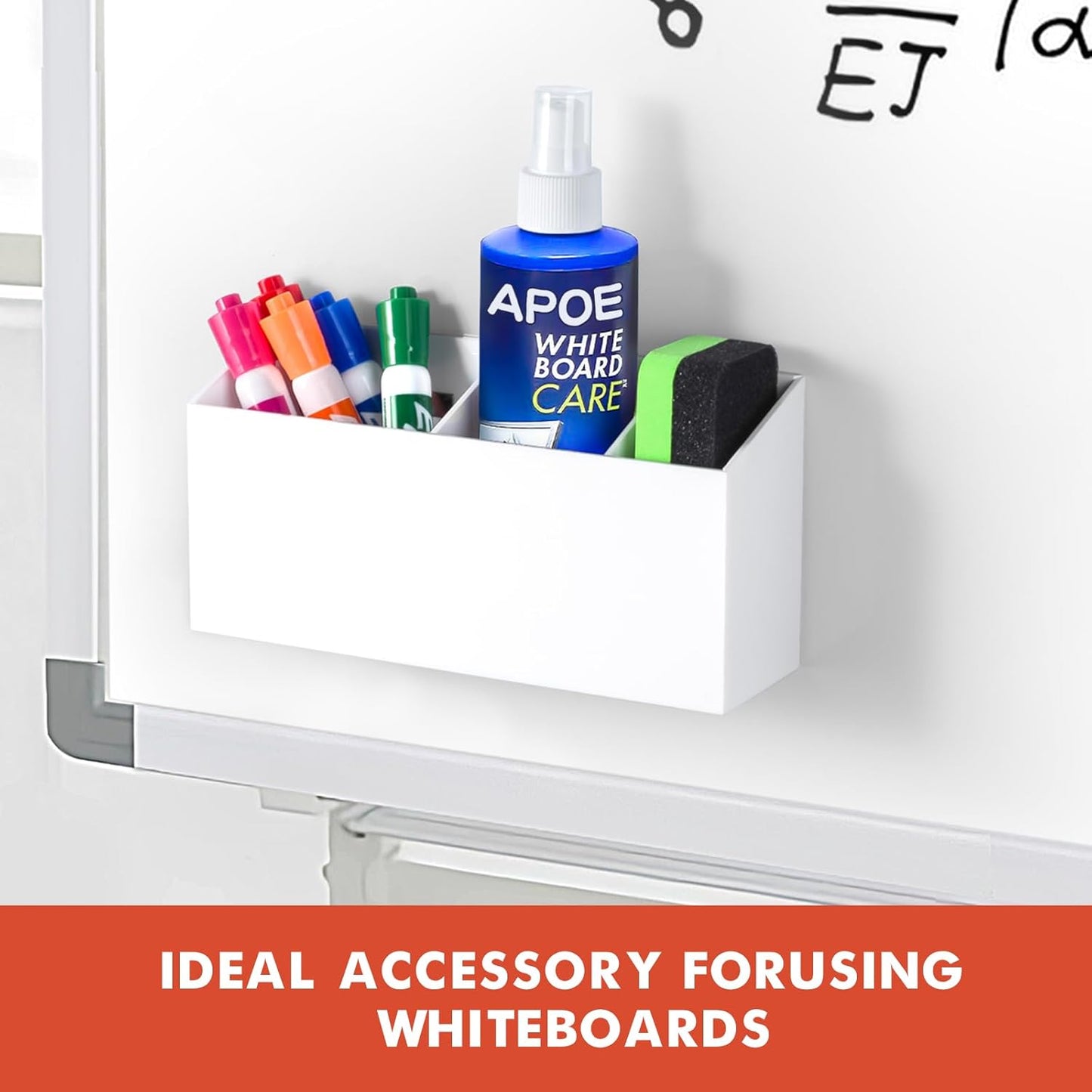 Magnetic Dry Erase Marker Holder, Acrylic Magnet Pen Holder for Whiteboard, Refrigerator, Magnetic Fridge Organizer for Office, Classroom, Whiteboard Maker Storage, Locker Organizer(White)