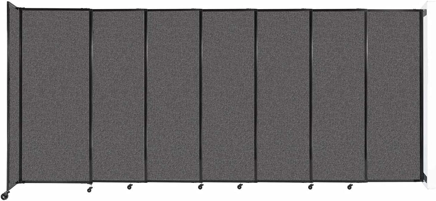 Wall-Mounted Sliding StraightWall Room Divider | Adjustable Widths | Locking Wheels | Room Separator | Up to 15'6" Wide x 6'10" Tall Charcoal Gray Fabric Panels