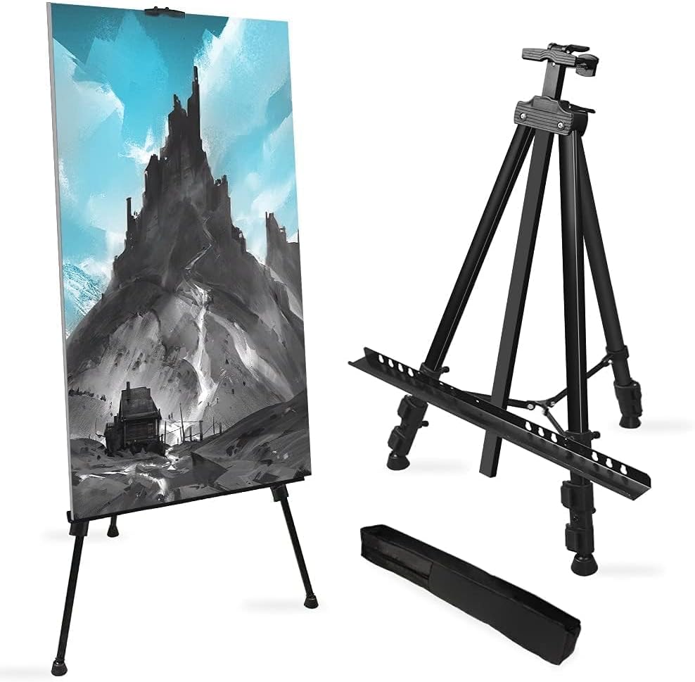 RRFTOK Art Painting Display Easel Stand,72Inches Portable Adjustable Metal Tripod with Artist Easels for Canvases Height from 22-72”for Table-Top/Floor Paint and Displaying,Black