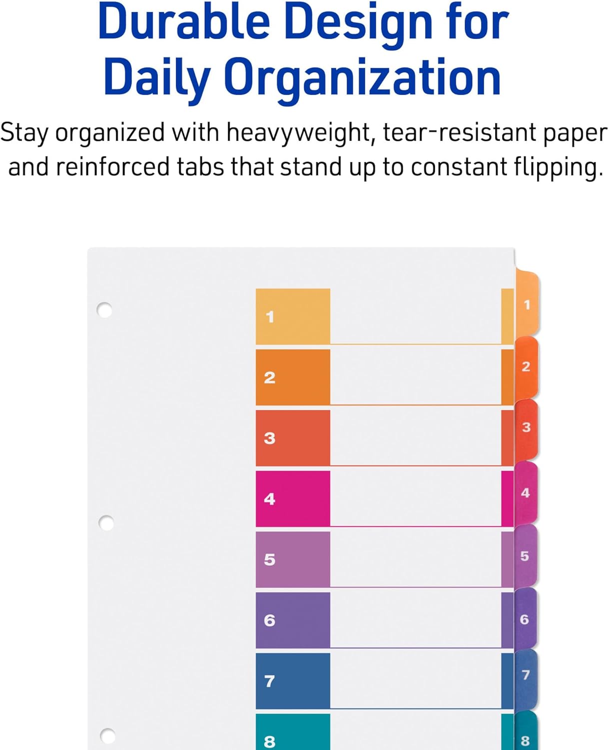 Avery Dividers for 3 Ring Binders, 8 Tabs per Set, Customizable Table of Contents, Multicolor Tabs, Great for Organizing Reports, Projects, and More (3 Sets of 11071)